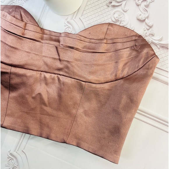 Zara Dusky Burgundy Corset Satin Cropped Tank Top Size Small - Picture 5 of 10